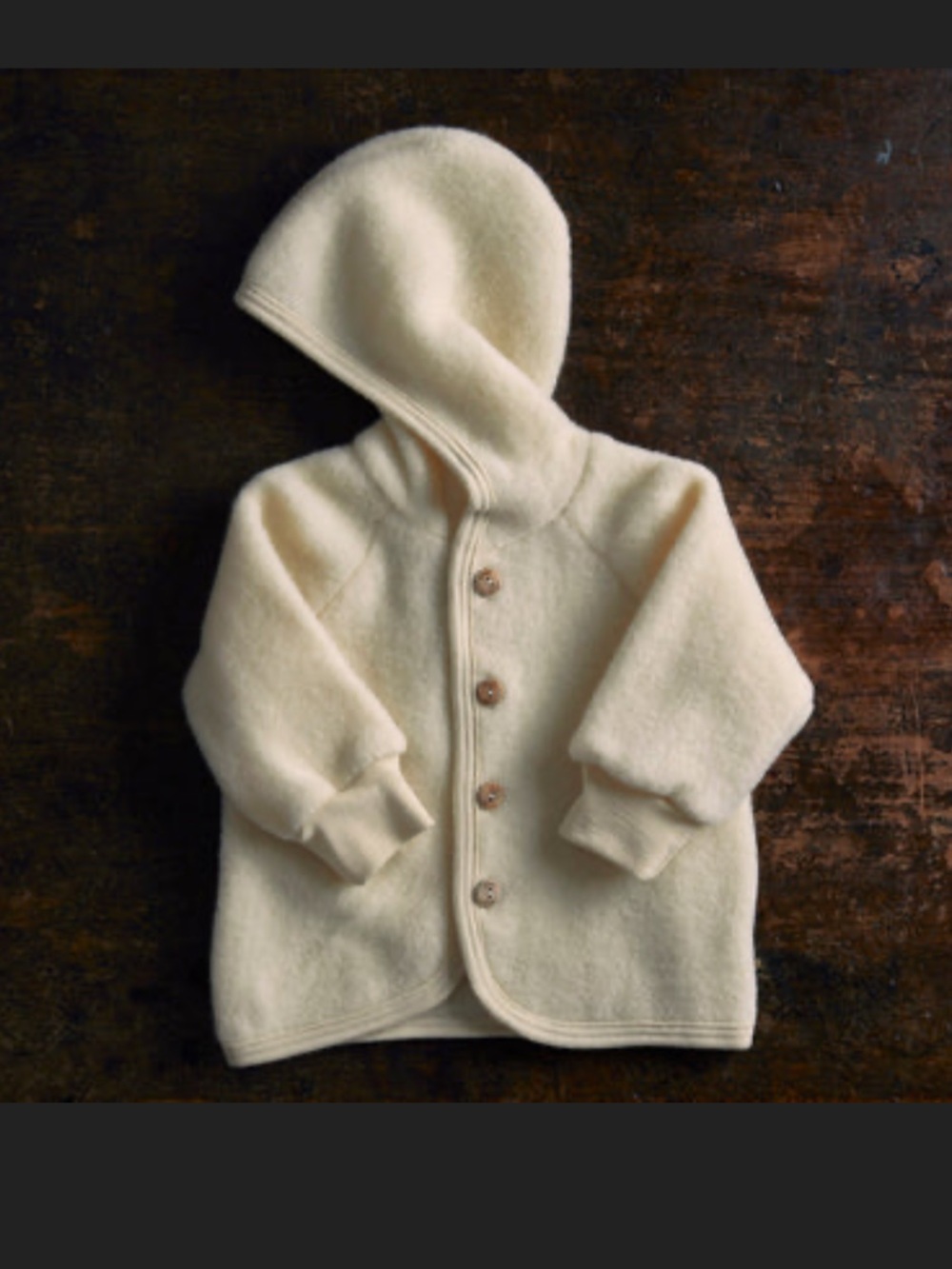 Engel hooded wool jacket wooden buttons 62/68